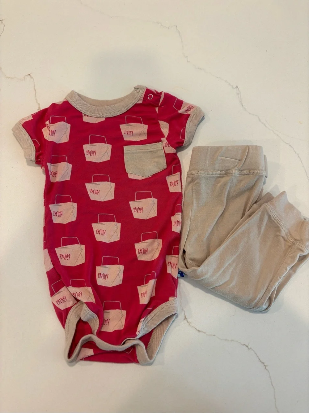Kickee Pants Bamboo Onesie and Pants Hot Pink Size 3-6 months